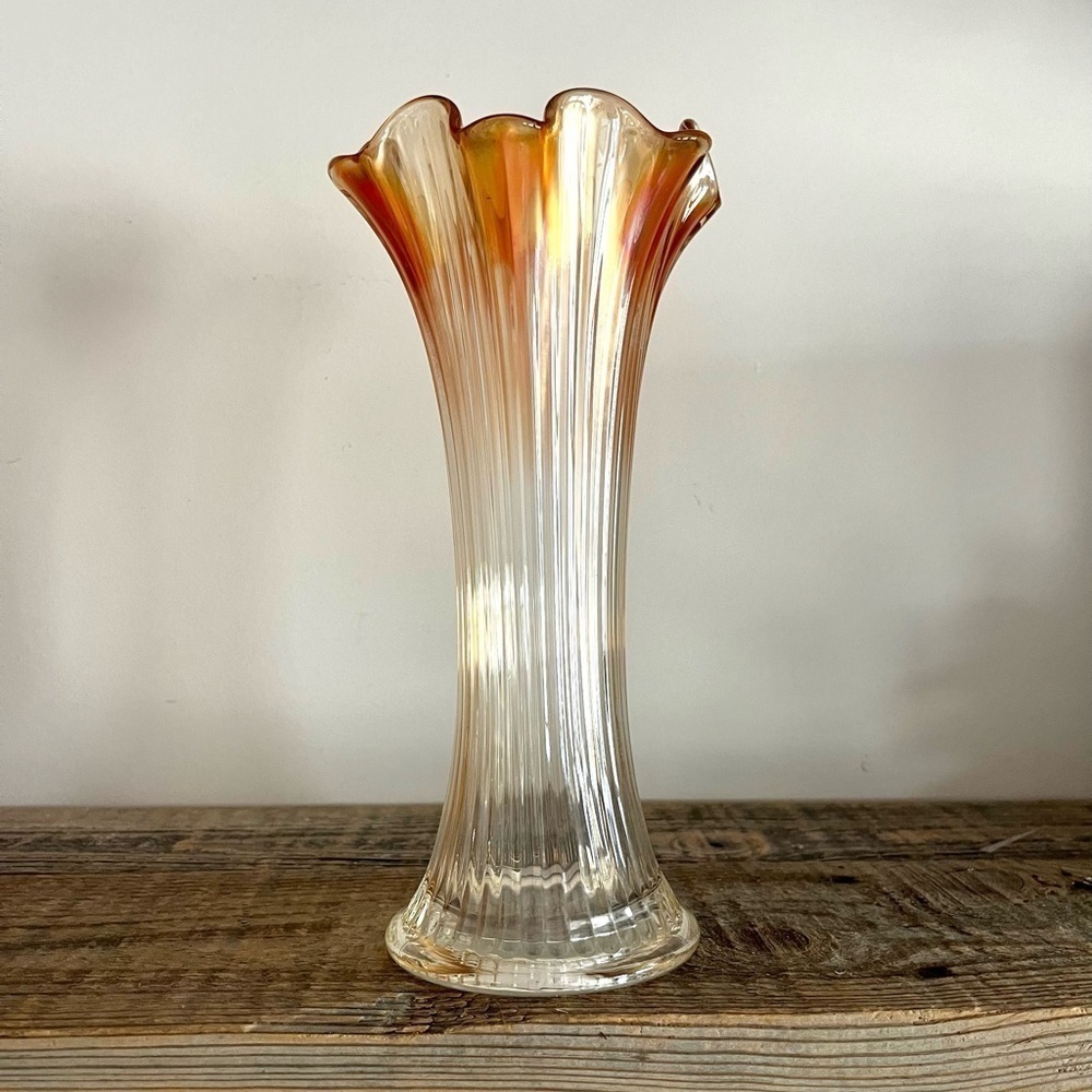 Northwood glass company swung vase marigold carnival vase